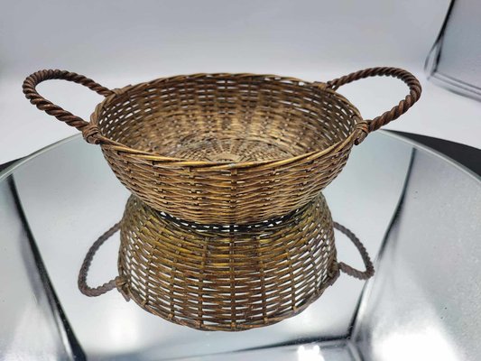 Art Deco Brass Woven Basket, 1920s-CAQ-1794952