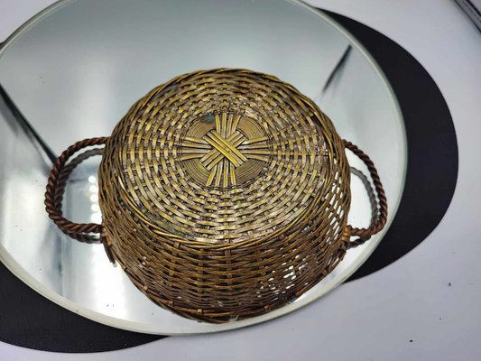 Art Deco Brass Woven Basket, 1920s-CAQ-1794952