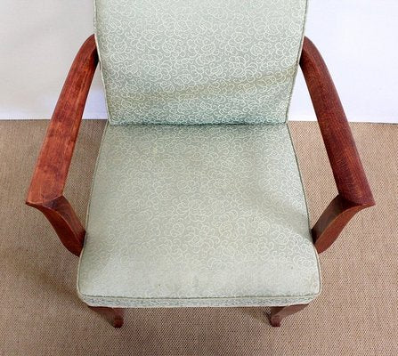 Art Deco Bridge Armchairs and Stool, 1940s, Set of 3-RVK-1009291