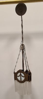 Art Deco Bronze and Glass Chandelier-RPW-1786326