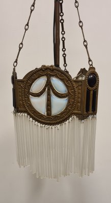 Art Deco Bronze and Glass Chandelier-RPW-1786326