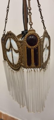 Art Deco Bronze and Glass Chandelier-RPW-1786326