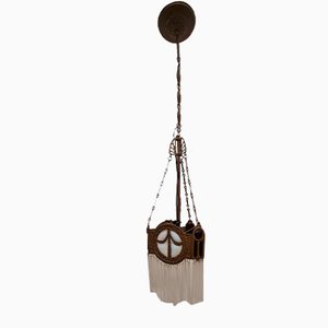 Art Deco Bronze and Glass Chandelier-RPW-1786326