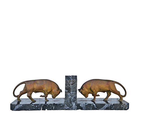 Art Deco Bronze Bookends, Set of 2-AWH-1748068