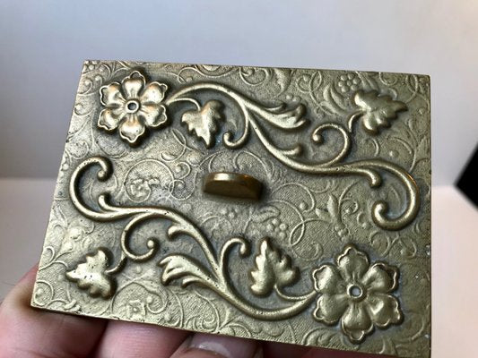 Art Deco Bronze Box with Flowers in Relief, 1930s-LCR-743187