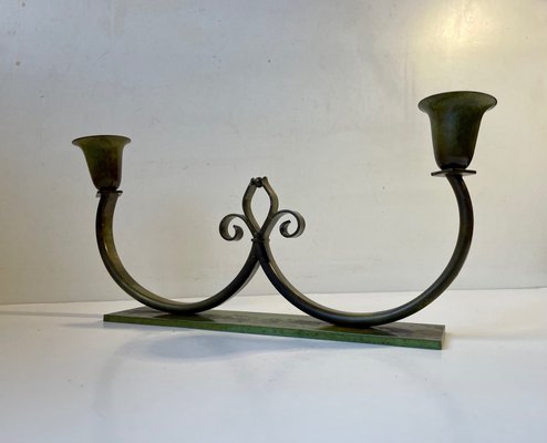 Art Deco Bronze Candleholder from Lyfa, 1930s-LCR-1083262