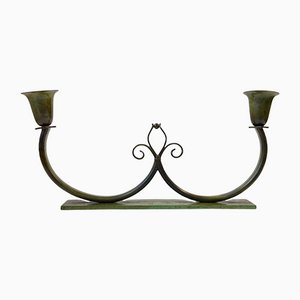 Art Deco Bronze Candleholder from Lyfa, 1930s-LCR-1083262