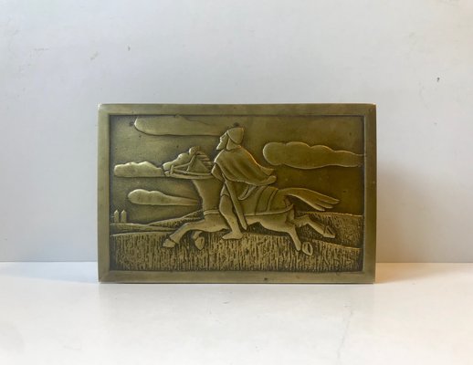 Art Deco Bronze Cigarette Box with Soldier by N. Dam Ravn, 1930s-LCR-743193