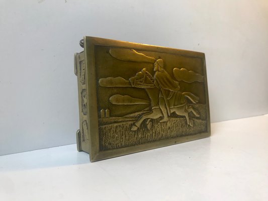 Art Deco Bronze Cigarette Box with Soldier by N. Dam Ravn, 1930s-LCR-743193