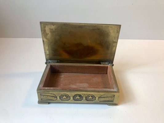 Art Deco Bronze Cigarette Box with Soldier by N. Dam Ravn, 1930s-LCR-743193