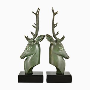 Art Deco Bronze Deer Bookends by Georges Garreau., 1930, Set of 2-KTN-1758114