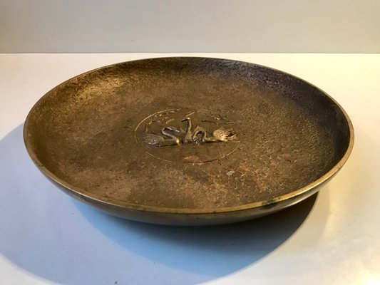 Art Deco Bronze Dish with Swan Design from Tinos, 1930s-LCR-870449