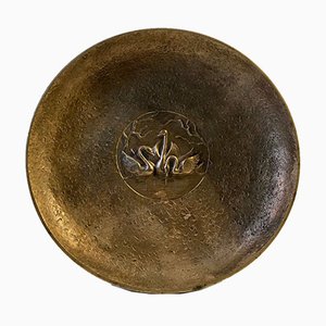 Art Deco Bronze Dish with Swan Design from Tinos, 1930s-LCR-870449