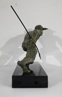 Art Deco Bronze Le Guetteur au Javelot Sculpture by A. Ouline-RVK-1338276