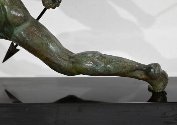 Art Deco Bronze Le Guetteur au Javelot Sculpture by A. Ouline-RVK-1338276