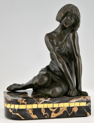 Art Deco Bronze Nymph and Faun Bookends by Pierre Le Faguays, Set of 2-KTN-1318563