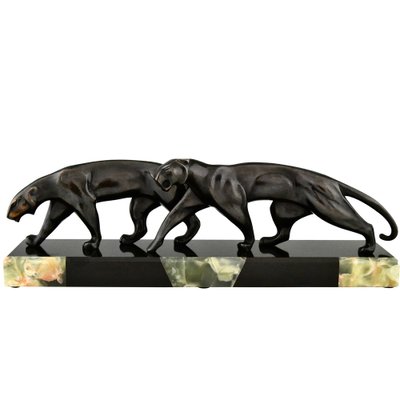 Art Deco Bronze Panther Sculpture by Michel Decoux in Bronze, 1920s-KTN-1776939