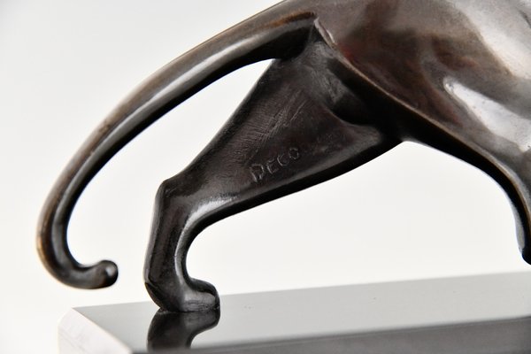 Art Deco Bronze Panther Sculpture by Michel Decoux in Bronze, 1920s-KTN-1776939