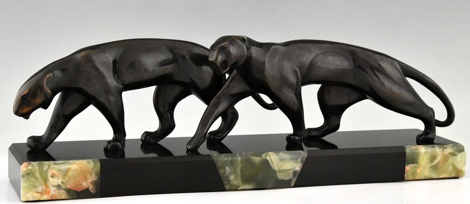 Art Deco Bronze Panther Sculpture by Michel Decoux in Bronze, 1920s-KTN-1776939