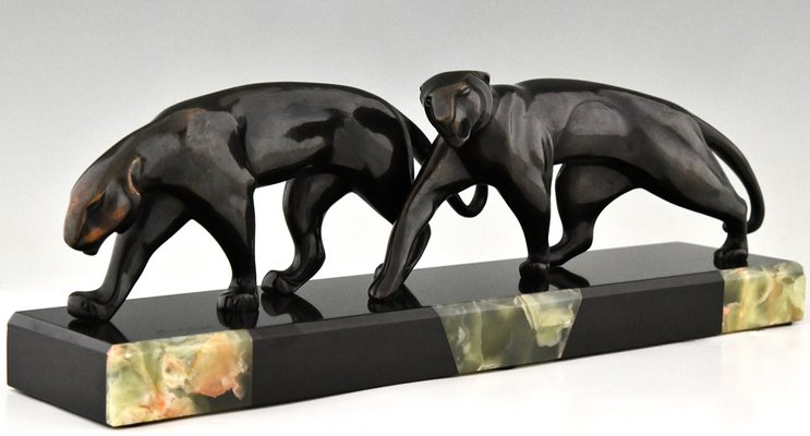 Art Deco Bronze Panther Sculpture by Michel Decoux in Bronze, 1920s-KTN-1776939