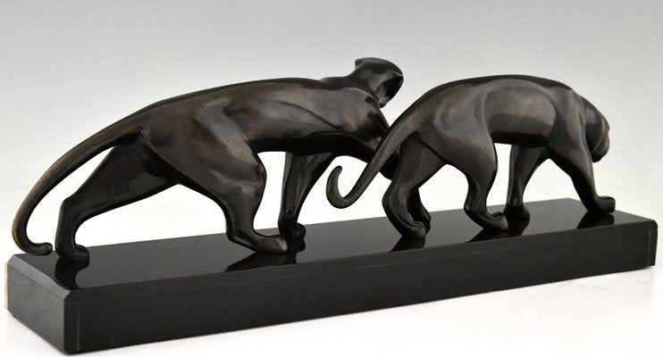 Art Deco Bronze Panther Sculpture by Michel Decoux in Bronze, 1920s-KTN-1776939