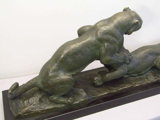 Art Deco Bronze Panther Sculpture from Robert, 1930s-POM-625931