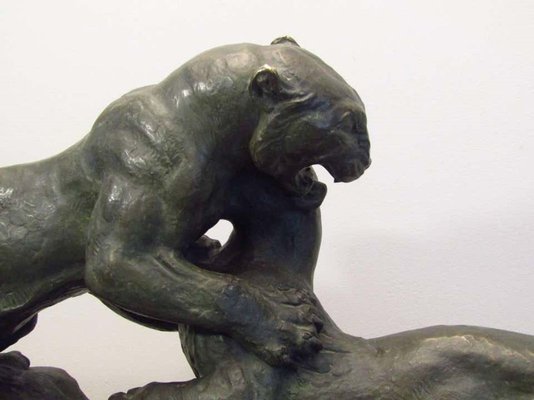 Art Deco Bronze Panther Sculpture from Robert, 1930s-POM-625931