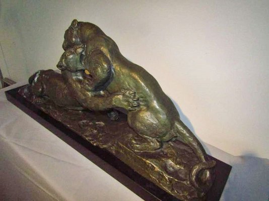 Art Deco Bronze Panther Sculpture from Robert, 1930s-POM-625931