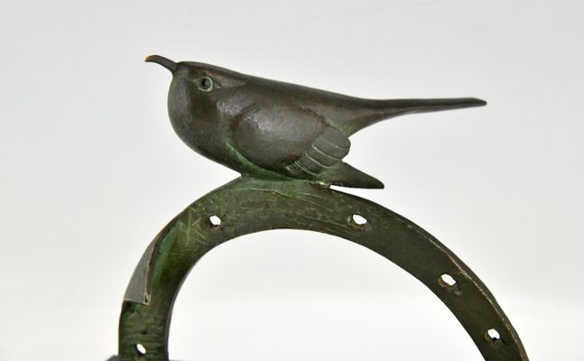 Art Deco Bronze Sculpture of Bird on Horseshoe by André Vincent Becquerel, 1930s-KTN-1348351