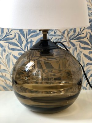 Art Deco Brown Smoked Glass Table Lamp, 1960s-ARN-619980