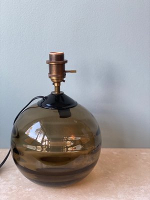 Art Deco Brown Smoked Glass Table Lamp, 1960s-ARN-619980