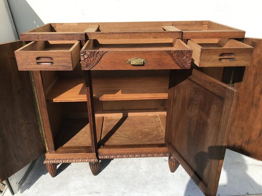 Art Deco Buffet-Chest of Drawers with a Marble Top, 1920s-WQQ-1395983