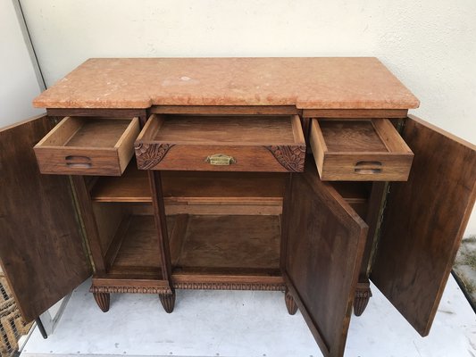 Art Deco Buffet-Chest of Drawers with a Marble Top, 1920s-WQQ-1395983