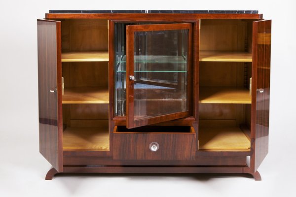 Art Deco Buffet with Marble Desk in Rosewood Veneer, France, 1930s-WHY-1780473