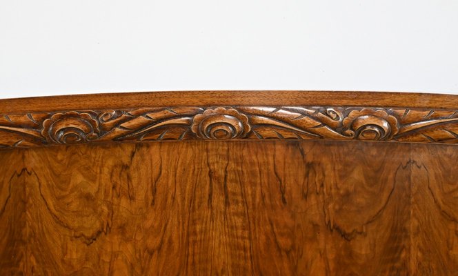 Art Deco Burl Walnut Bed, 1930s-RVK-2034800