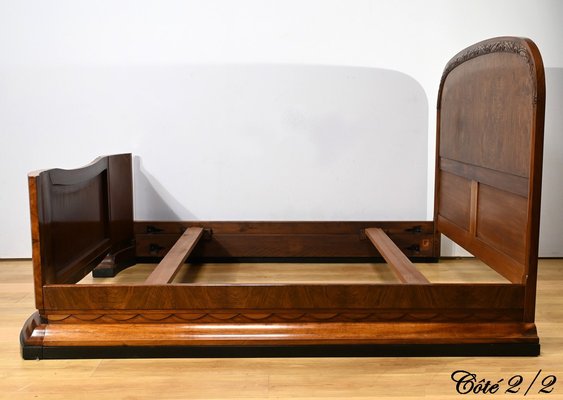 Art Deco Burl Walnut Bed, 1930s-RVK-2034800