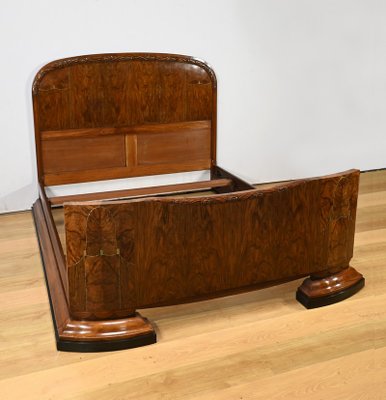 Art Deco Burl Walnut Bed, 1930s-RVK-2034800