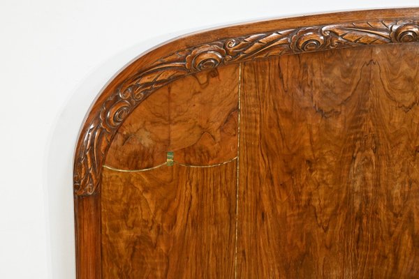 Art Deco Burl Walnut Bed, 1930s-RVK-2034800