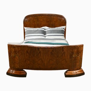 Art Deco Burl Walnut Bed, 1930s-RVK-2034800