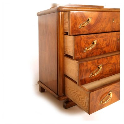 Art Deco Burl Walnut Dresser with Mirror from Gaetano Borsani, 1920s-NJV-707063