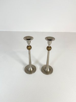 Art Deco Candelholders in Pewter and Brass, Sweden, 1930s, Set of 2-UYK-1151603