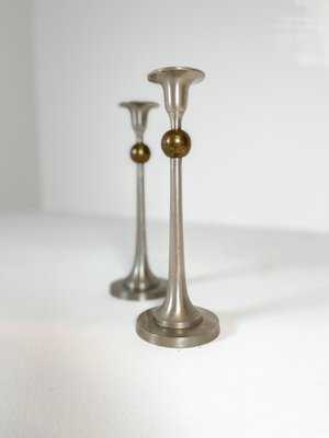 Art Deco Candelholders in Pewter and Brass, Sweden, 1930s, Set of 2-UYK-1151603