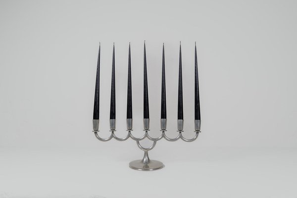 Art Deco Candleholder in Pewter attributed to Lars Holmström in Arvika, Sweden, 1931-UYK-1772906