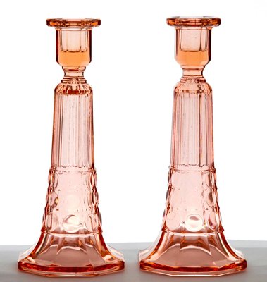 Art Deco Candlesticks by Charles Graffart for Val Saint Lambert Luxval, Set of 2-MJY-1349508