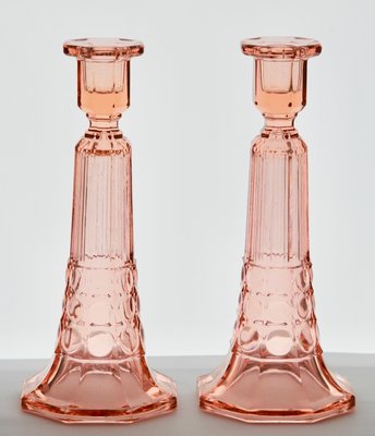 Art Deco Candlesticks by Charles Graffart for Val Saint Lambert Luxval, Set of 2-MJY-1349508