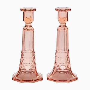 Art Deco Candlesticks by Charles Graffart for Val Saint Lambert Luxval, Set of 2-MJY-1349508