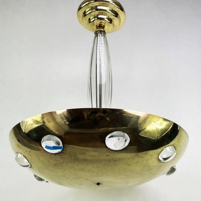 Art Deco Ceiling Lamp in Glass and Brass-JUZ-1013020