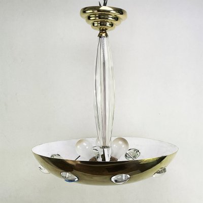 Art Deco Ceiling Lamp in Glass and Brass-JUZ-1013020