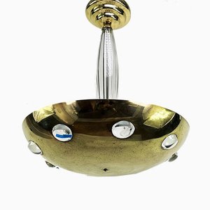 Art Deco Ceiling Lamp in Glass and Brass-JUZ-1013020