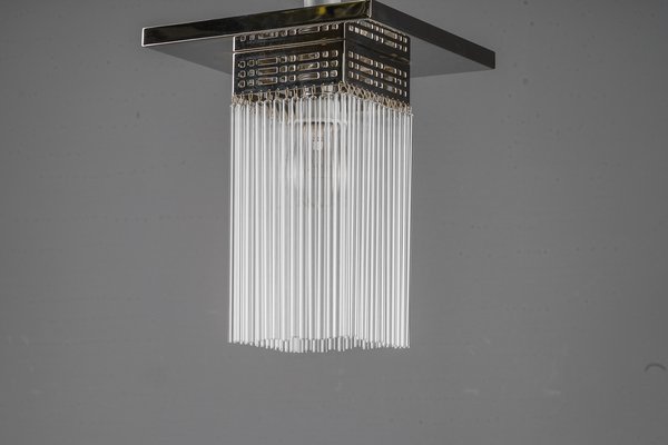 Art Deco Ceiling Lamp in Nickel-Plating with Glass Sticks, 1920s-SPD-1820608